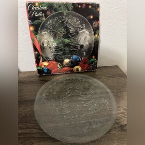 Vintage Crystal Christmas Serving Platter 11 1/2” Made In ITALY